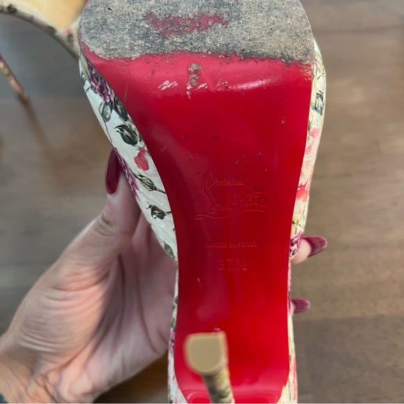 Christian Louboutin Pigamule 120 Floral Watersnake Heel Mule Sandals Heels - Picture 8 of 12